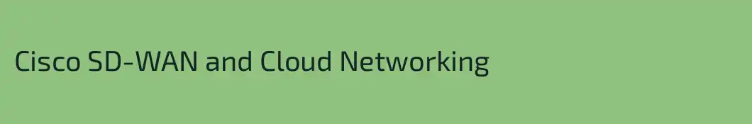 Cisco SD-WAN and Cloud Networking